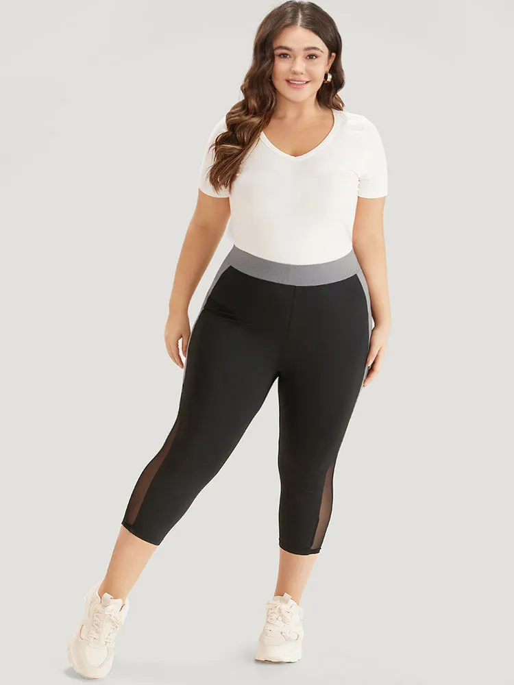 Contrast Patchwork Mesh Skinny High Rise Leggings sold by Bloomchic product image thumbnail 4