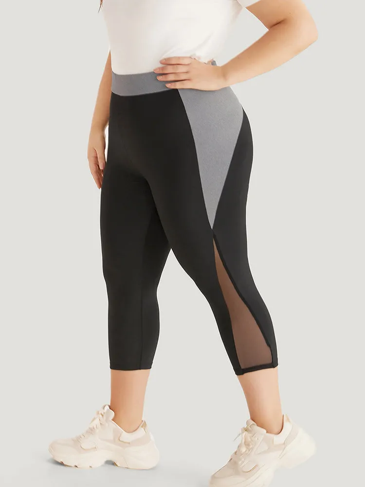 Contrast Patchwork Mesh Skinny High Rise Leggings sold by Bloomchic product image thumbnail 5