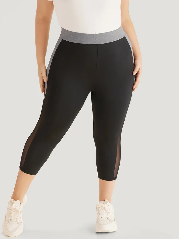 Contrast Patchwork Mesh Skinny High Rise Leggings sold by Bloomchic product image thumbnail 2