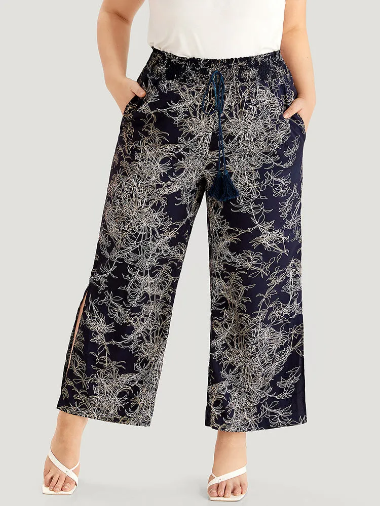Graphic Print Shirred Split Side Tassels Ties Pants sold by Bloomchic product image thumbnail 2