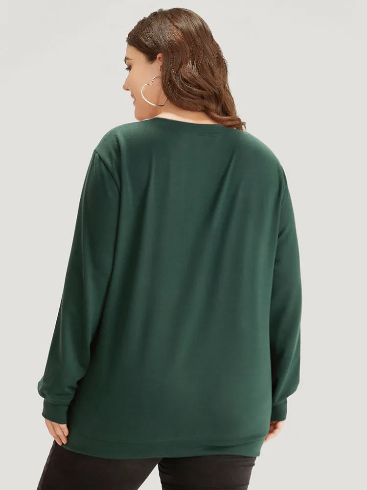 Floral Print Elastic Cuffs Round Neck Sweatshirt sold by Bloomchic product image thumbnail 2