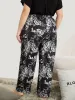 Silhouette Floral Print Drawstring Pocket Elastic Waist Sleep Shorts sold by Bloomchic