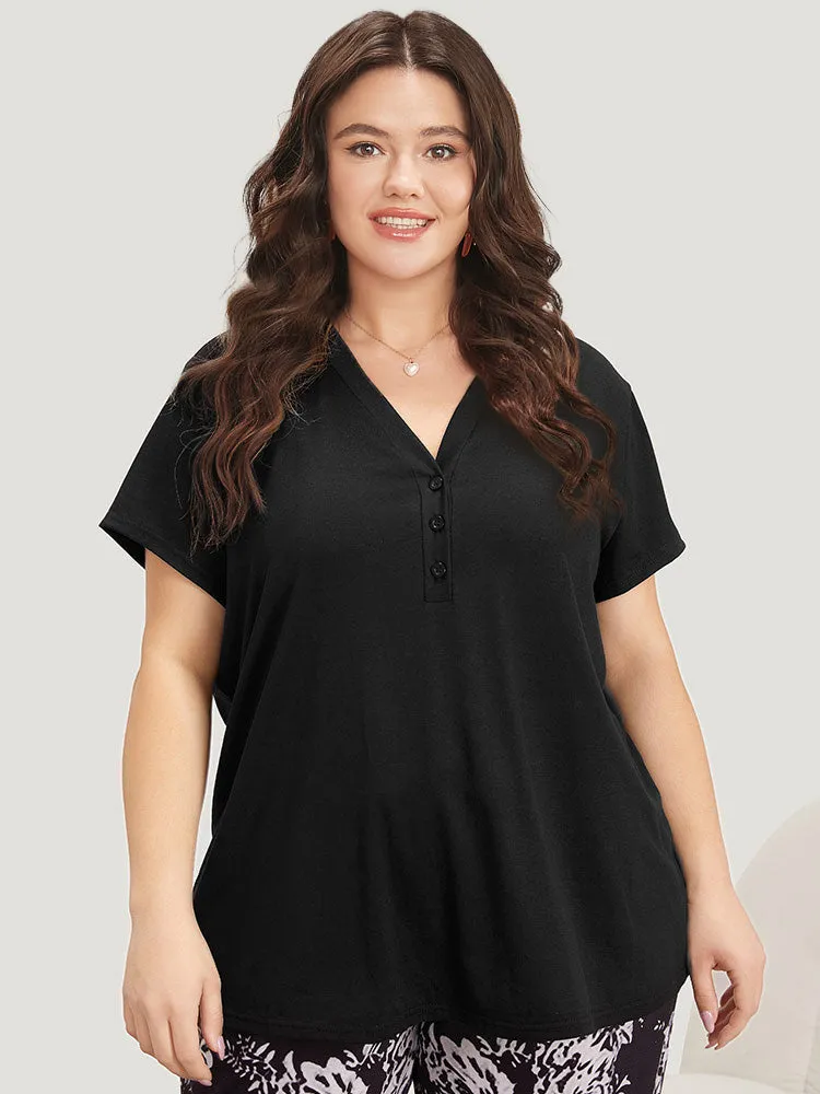Plain V Neck Button Up Sleep Top sold by Bloomchic product image thumbnail 4