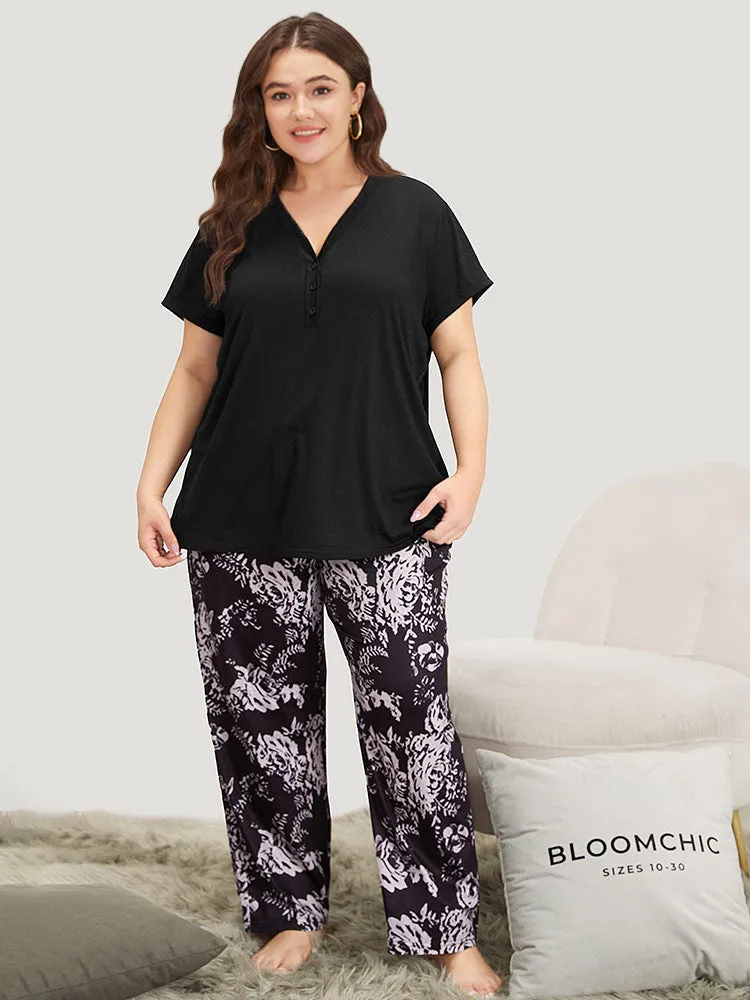 Plain V Neck Button Up Sleep Top sold by Bloomchic product image thumbnail 5
