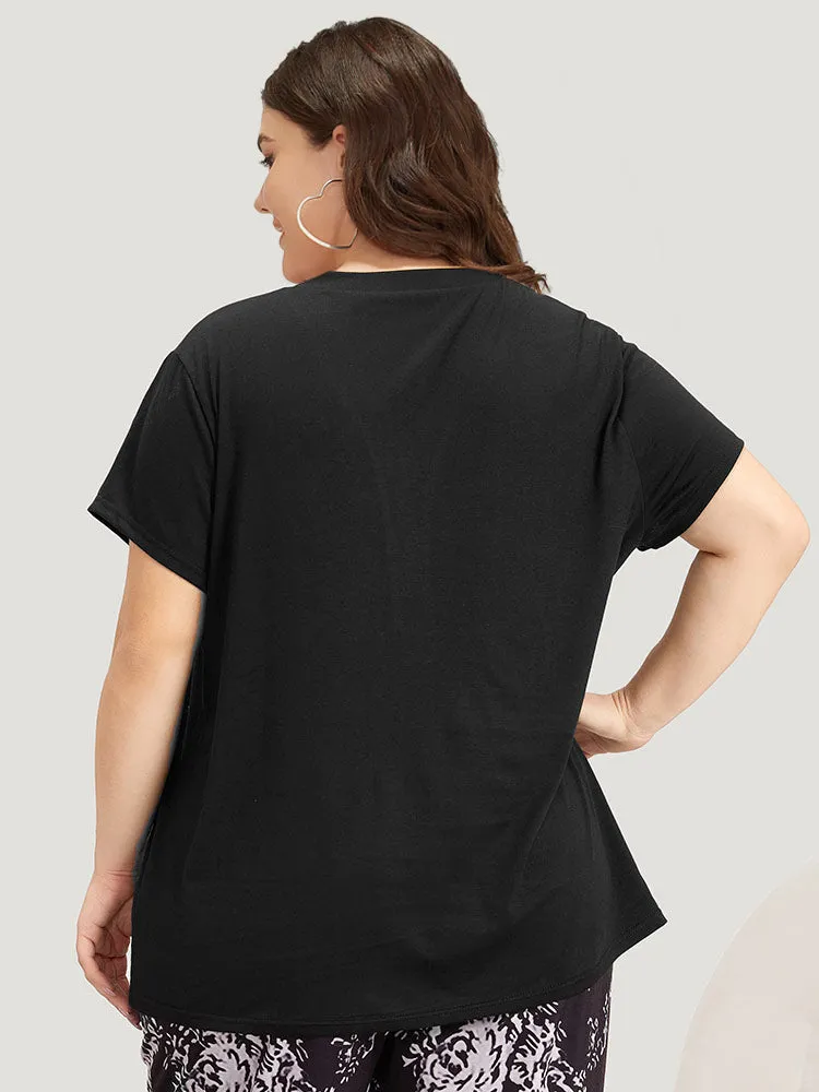 Plain V Neck Button Up Sleep Top sold by Bloomchic product image thumbnail 2