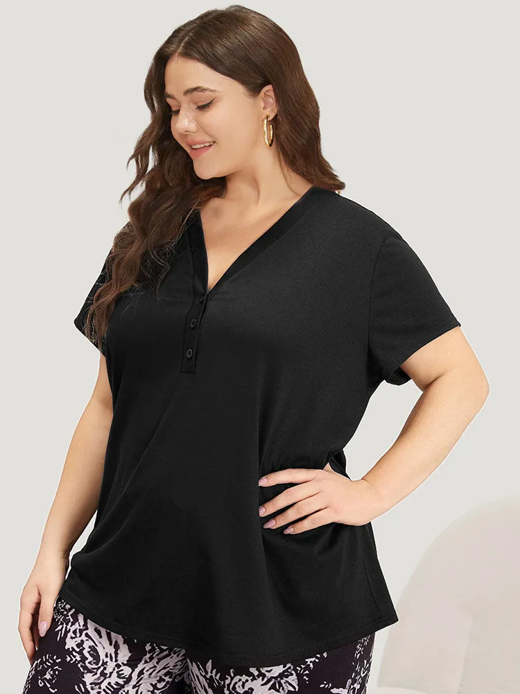 Plain V Neck Button Up Sleep Top sold by Bloomchic product image thumbnail 3