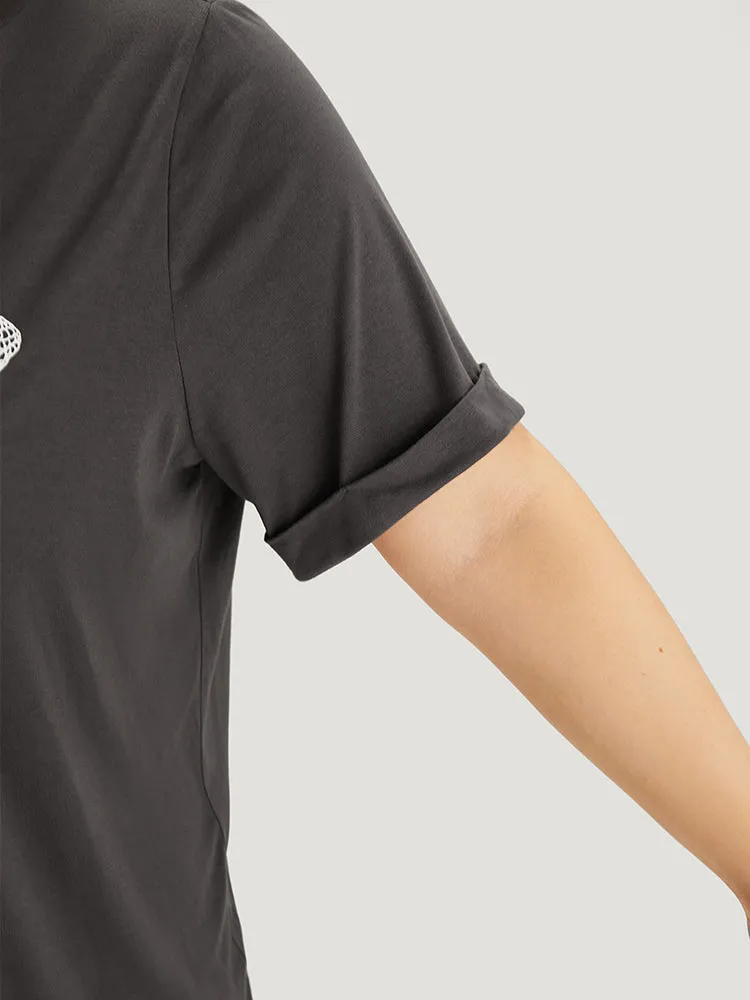 Corn Print Round Neck Roll Sleeve T-shirt sold by Bloomchic product image thumbnail 5