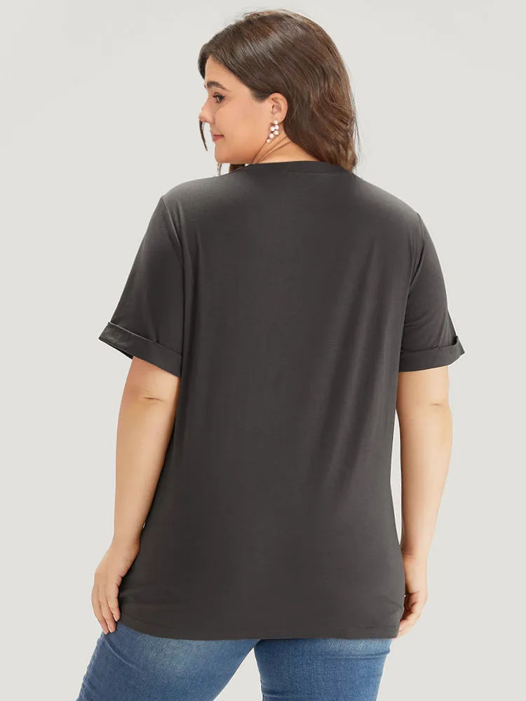 Corn Print Round Neck Roll Sleeve T-shirt sold by Bloomchic product image thumbnail 2