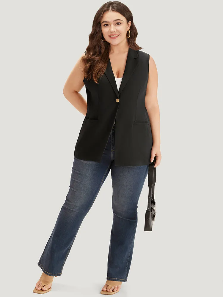 Plain Buckle Detail Lapel Collar Pocket Sleeveless Blazer sold by Bloomchic product image thumbnail 4