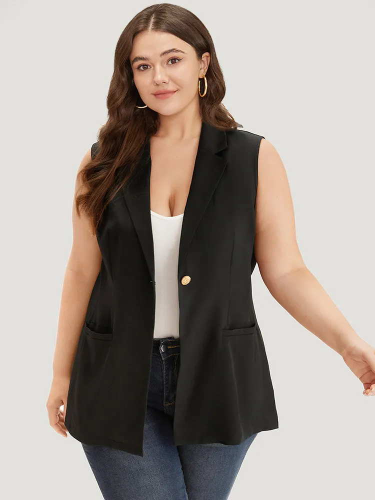 Plain Buckle Detail Lapel Collar Pocket Sleeveless Blazer sold by Bloomchic product image thumbnail 5