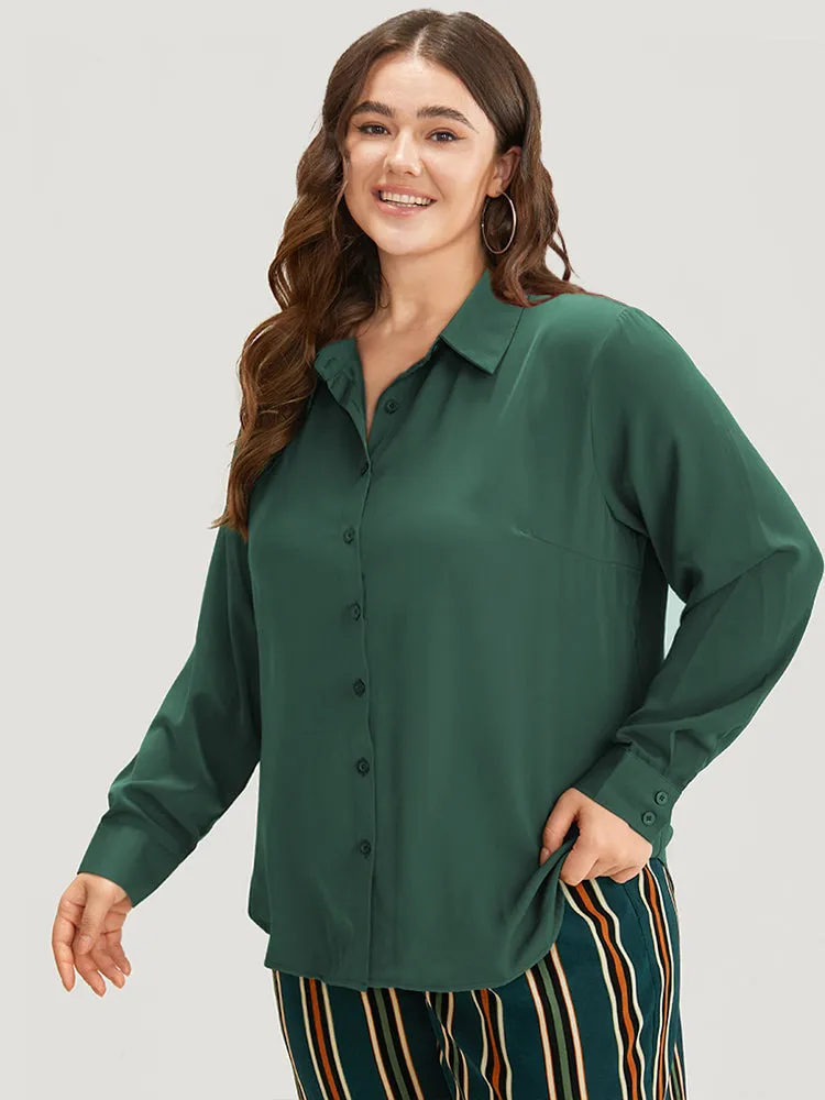 Plain Button Through Shirt Collar Woven Top sold by Bloomchic product image thumbnail 3