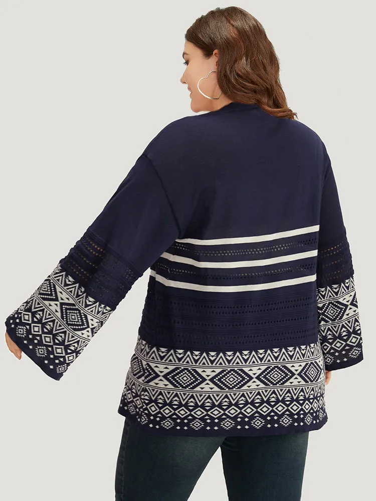 Bandana Print Geo Eyelet Ties Front Cardigan sold by Bloomchic product image thumbnail 2