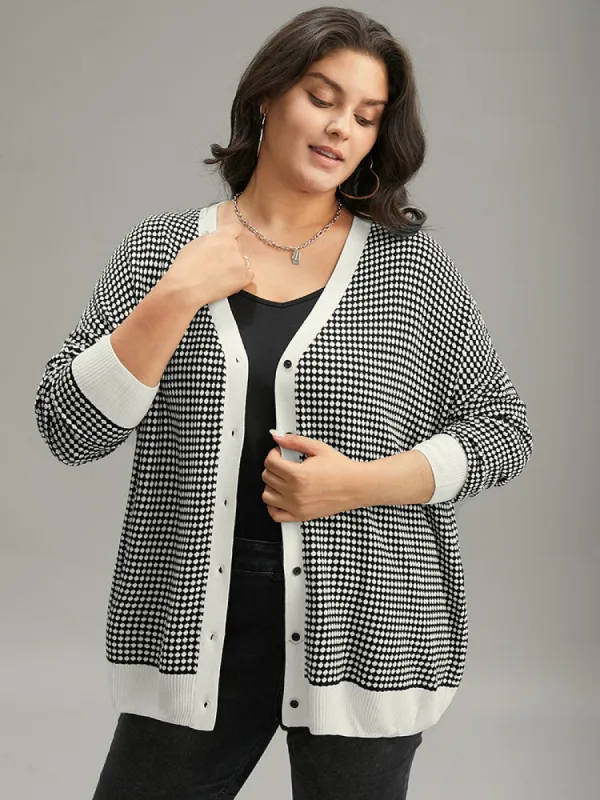 Polka Dot Patchwork Button Through Cardigan sold by Bloomchic