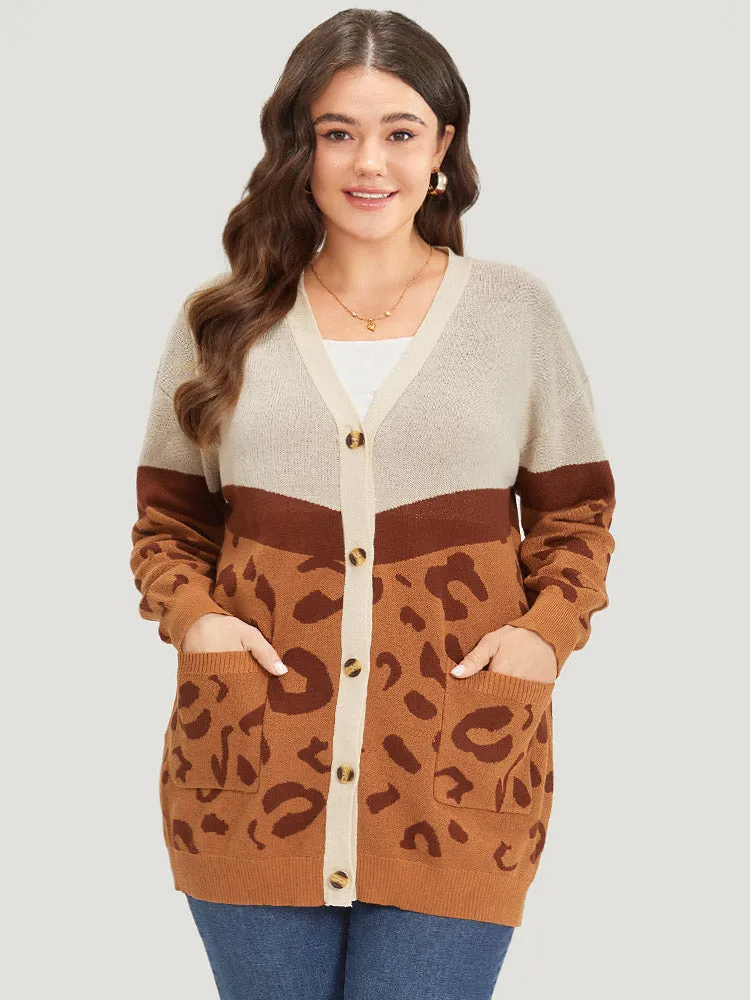 Leopard Print Contrast Button Down Patched Pocket Cardigan sold by Bloomchic product image thumbnail 4