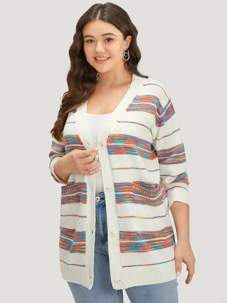 Ombre Patchwork Button Through Patched Pocket Cardigan sold by Bloomchic product image thumbnail 4