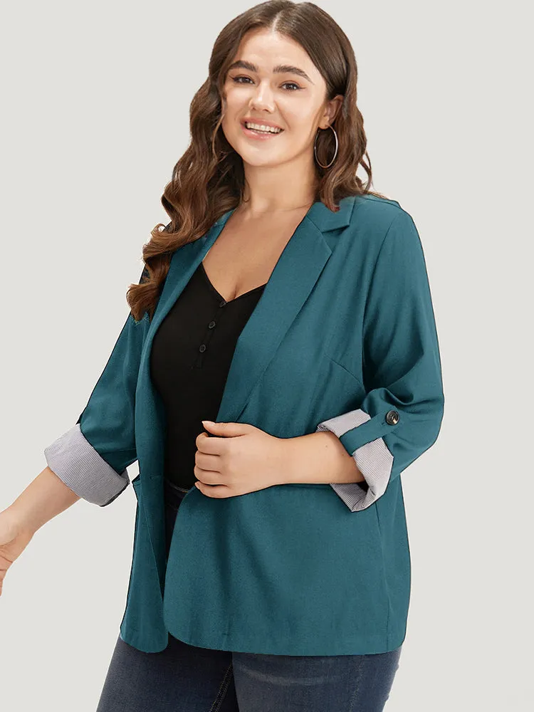 Contrast Suit Collar Button Up Pocket Tab Sleeve Blazer sold by Bloomchic product image thumbnail 2