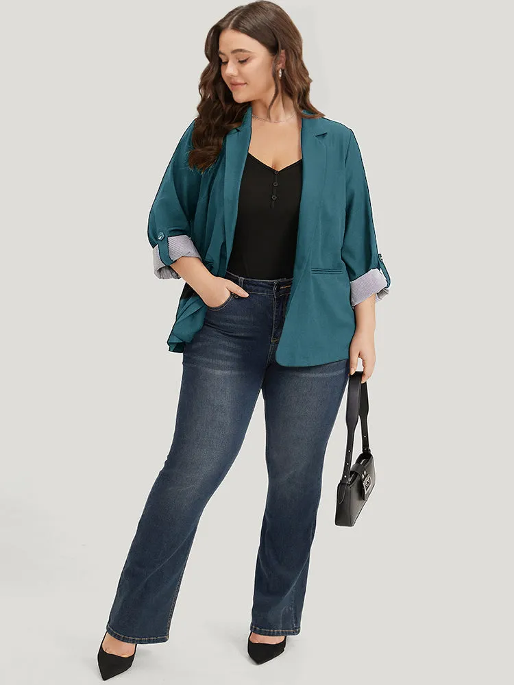 Contrast Suit Collar Button Up Pocket Tab Sleeve Blazer sold by Bloomchic product image thumbnail 3