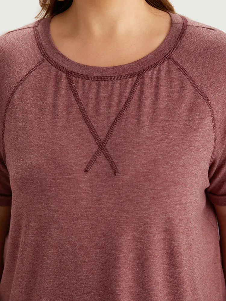 Plain Crew Neck Stitch Roll Sleeve T-shirt sold by Bloomchic product image thumbnail 5