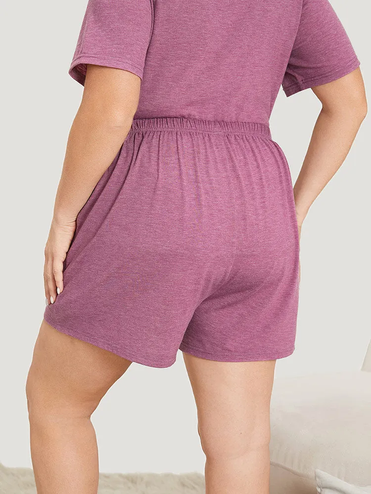 Plain Heather Elastic Waist Ribbon Sleep Shorts sold by Bloomchic product image thumbnail 2