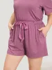 Plain Heather Elastic Waist Ribbon Sleep Shorts sold by Bloomchic