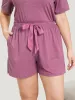 Plain Heather Elastic Waist Ribbon Sleep Shorts sold by Bloomchic