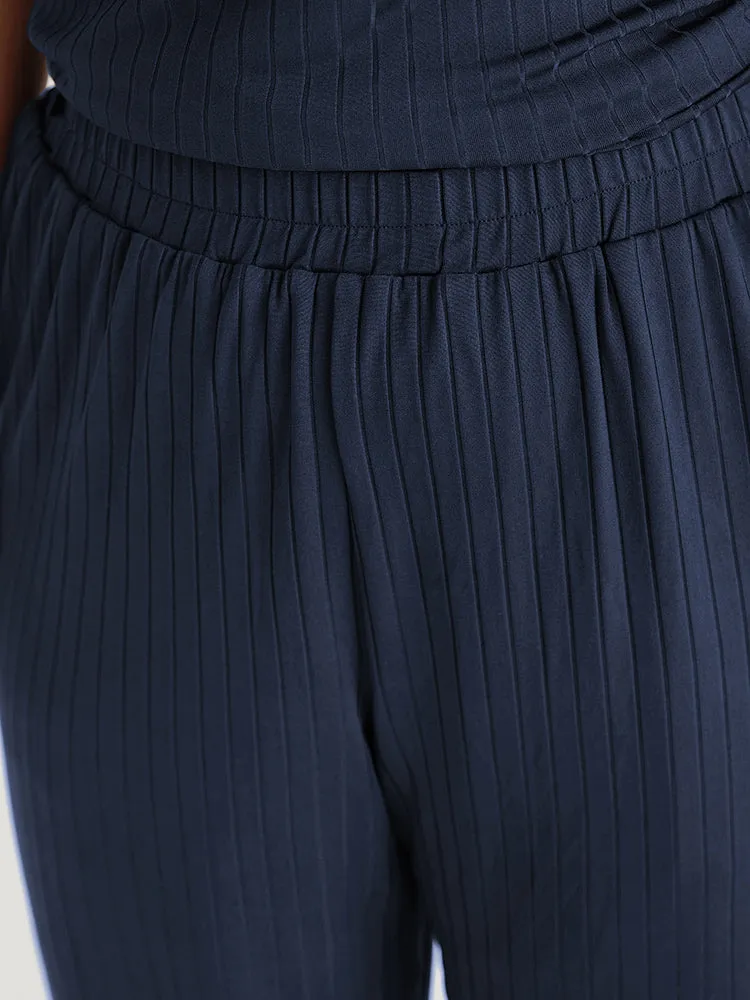 Plain Rib Knit Pocket Elastic Waist Pants sold by Bloomchic product image thumbnail 5