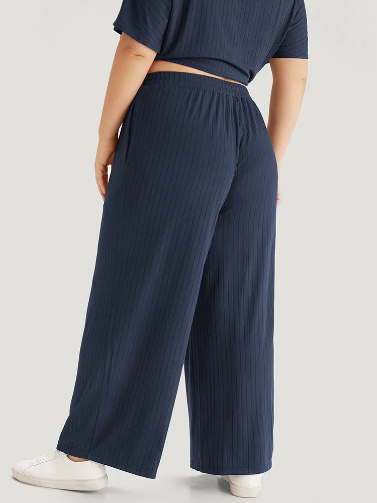 Plain Rib Knit Pocket Elastic Waist Pants sold by Bloomchic product image thumbnail 4
