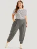 Plain Pocket Elastic Waist Carrot Sweatpants sold by Bloomchic