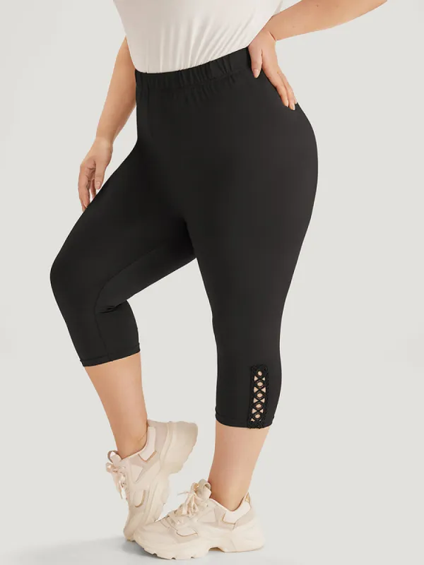 Plain Crisscross Side Patchwork High Rise Leggings sold by Bloomchic
