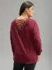 Plain Guipure Lace Crisscross Cut Out Sweatshirt sold by Bloomchic