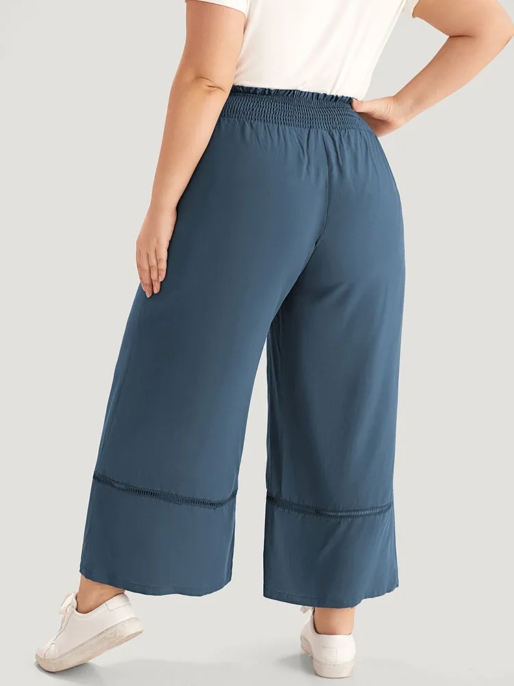 Solid Shirred Bowknot Paperbag Waist Patchwork Pants sold by Bloomchic product image thumbnail 5