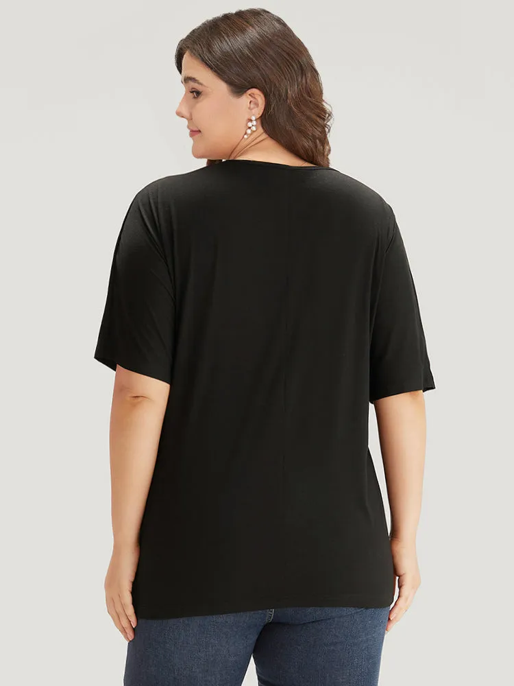 Floral Embroidered Crisscross Batwing Sleeve T-shirt sold by Bloomchic product image thumbnail 2