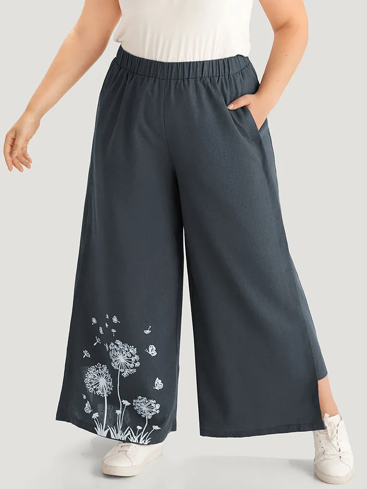 Silhouette Floral Print Elastic Waist Wide leg Pants sold by Bloomchic