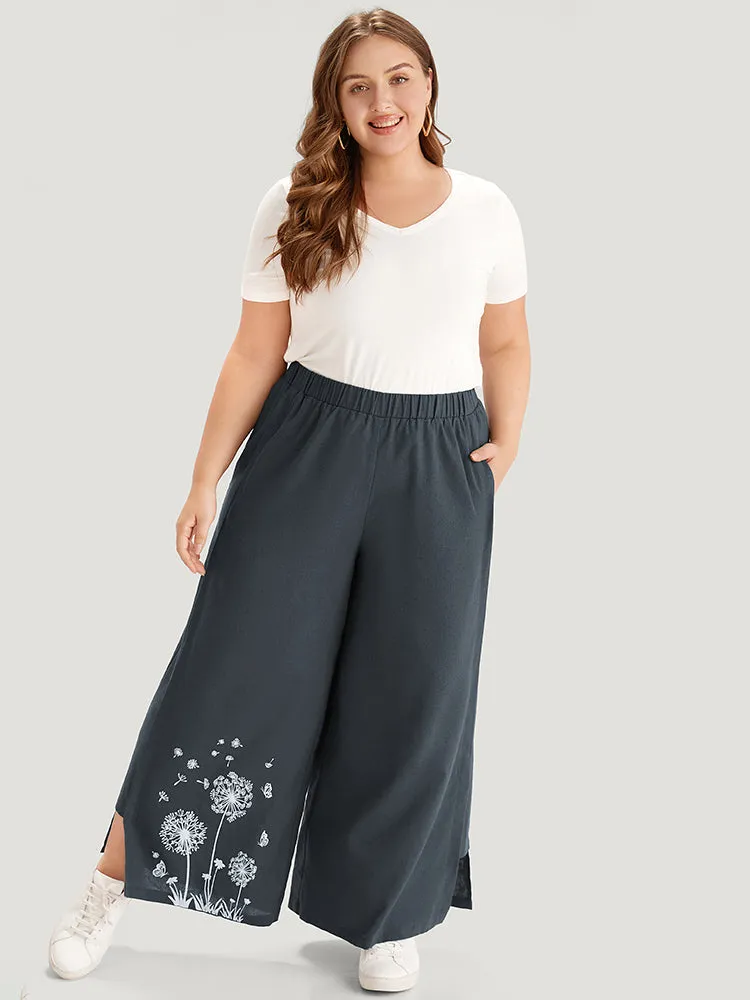 Silhouette Floral Print Elastic Waist Wide leg Pants sold by Bloomchic product image thumbnail 3