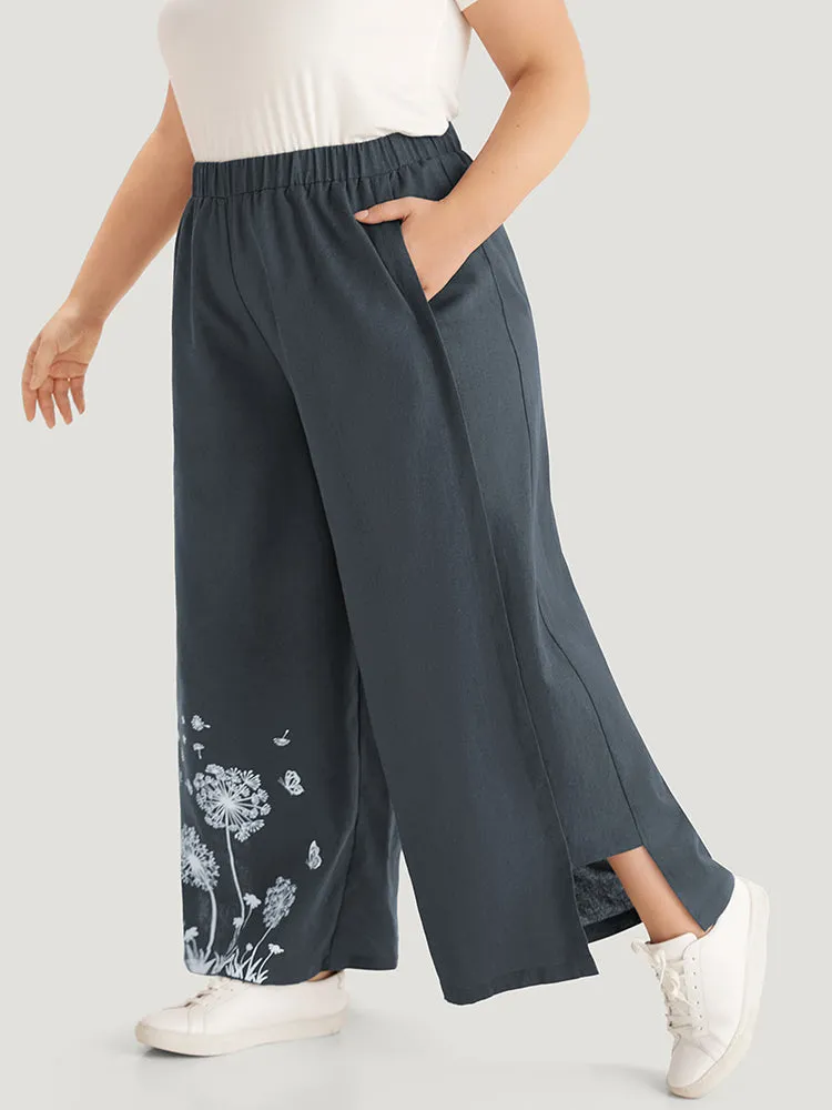 Silhouette Floral Print Elastic Waist Wide leg Pants sold by Bloomchic product image thumbnail 2