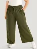 Plain Pocket Elastic Waist Button Detail Drawstring Sweatpants sold by Bloomchic