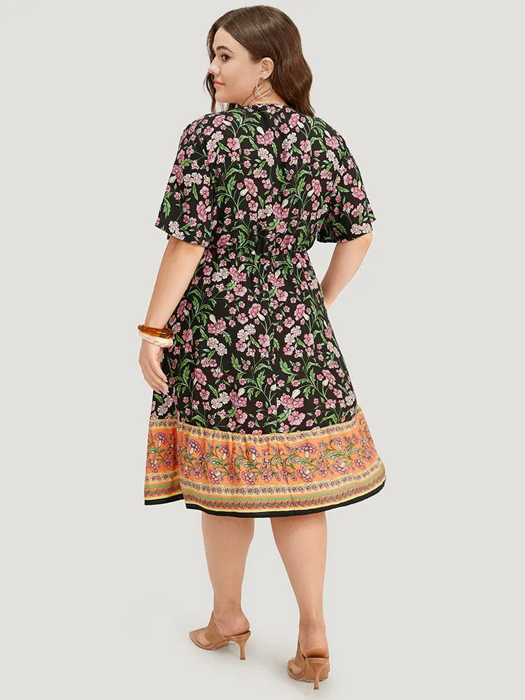 Floral Print Pocket Tassels Ties Patchwork Dress sold by Bloomchic product image thumbnail 5