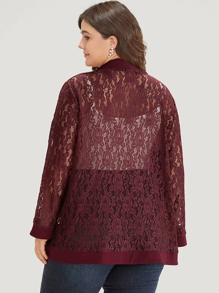 Supersoft Essentials Crochet Lace Mesh Open Front Asymmetrical Hem Kimono sold by Bloomchic product image thumbnail 2