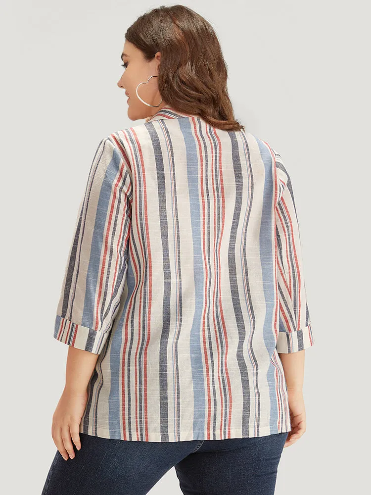 Striped Lapel Collar Pocket Open Front Blazer sold by Bloomchic product image thumbnail 5