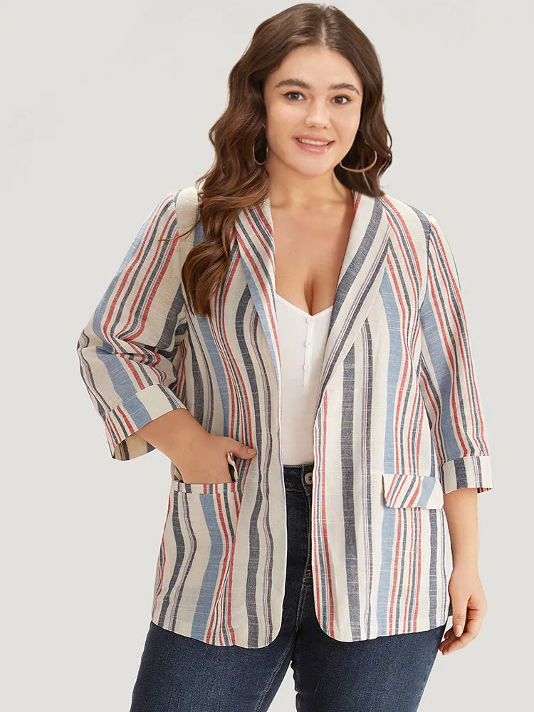Striped Lapel Collar Pocket Open Front Blazer sold by Bloomchic product image thumbnail 2