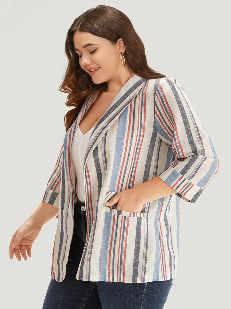 Striped Lapel Collar Pocket Open Front Blazer sold by Bloomchic product image thumbnail 3