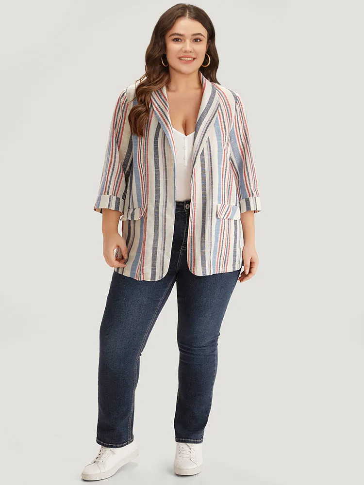 Striped Lapel Collar Pocket Open Front Blazer sold by Bloomchic product image thumbnail 4