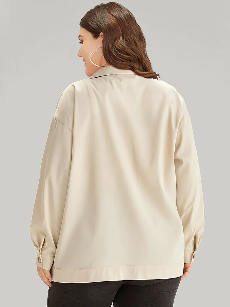 Contrast Button Fly Shirt Collar Flap Pocket Coat sold by Bloomchic product image thumbnail 2
