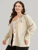 Contrast Button Fly Shirt Collar Flap Pocket Coat sold by Bloomchic