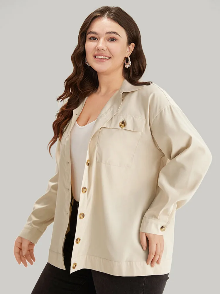 Contrast Button Fly Shirt Collar Flap Pocket Coat sold by Bloomchic product image thumbnail 3