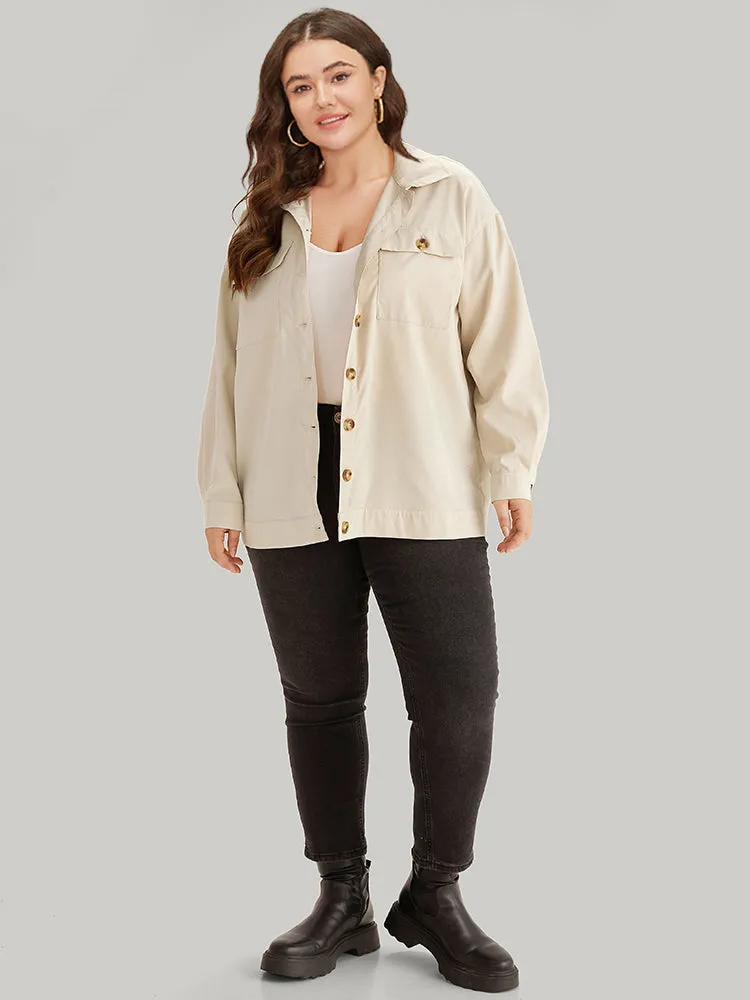 Contrast Button Fly Shirt Collar Flap Pocket Coat sold by Bloomchic product image thumbnail 4