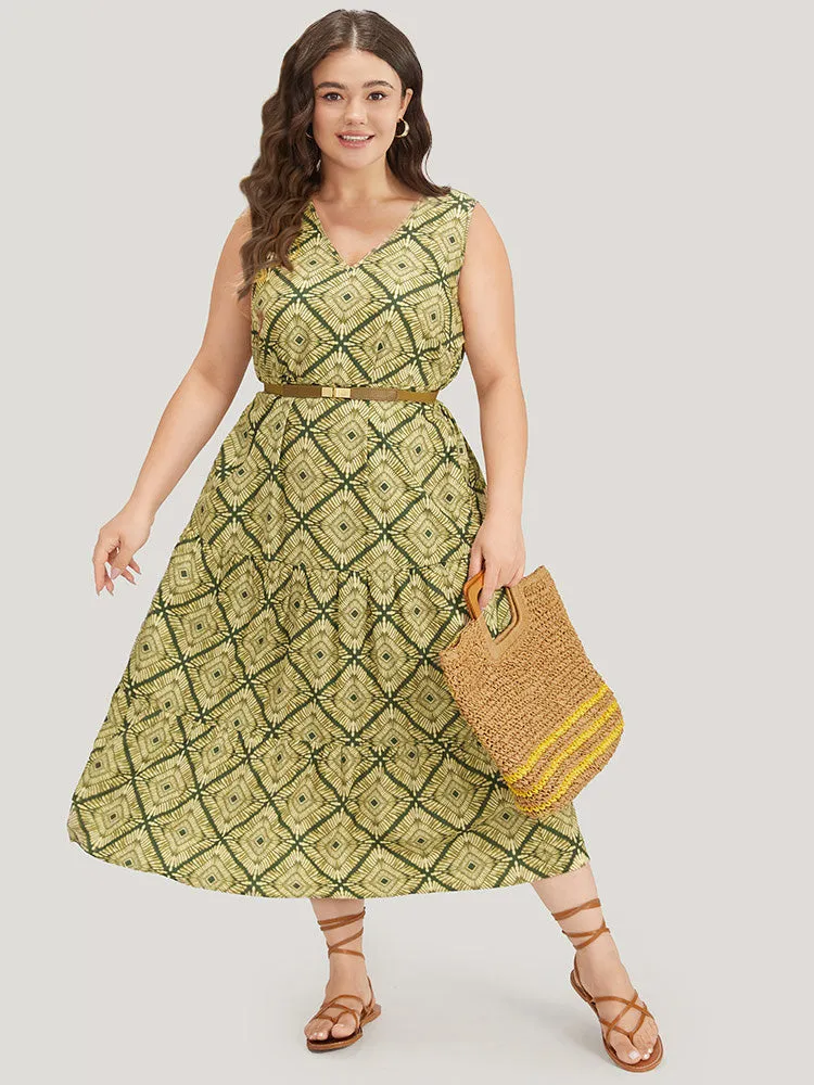 Geometric Print Pocket Tank V Neck Dress sold by Bloomchic product image thumbnail 3