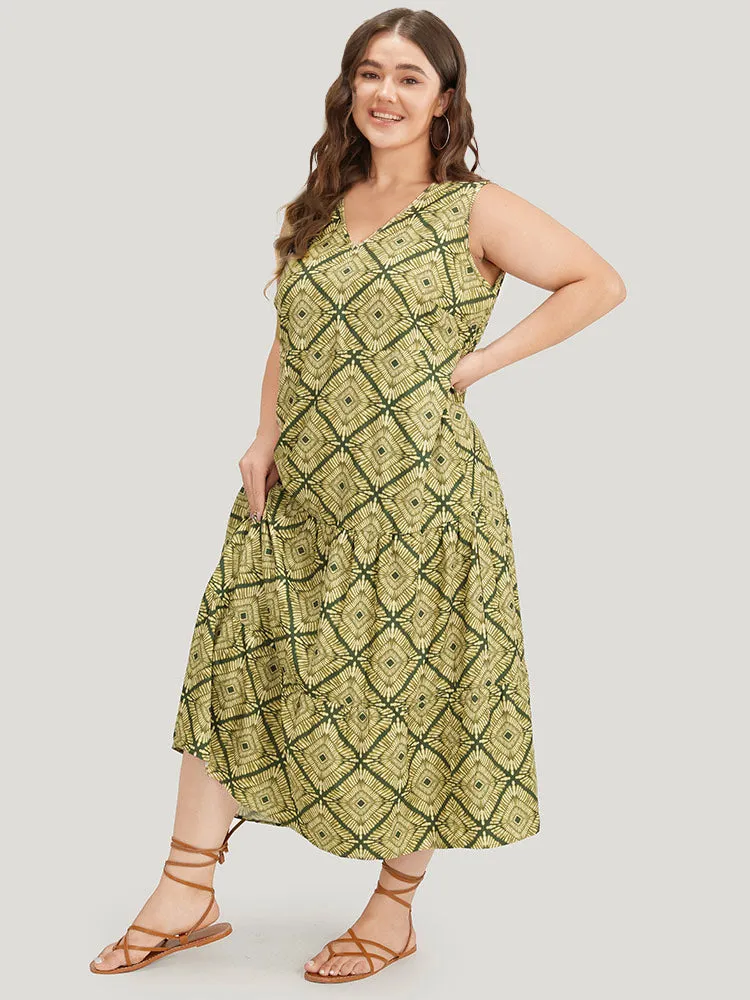 Geometric Print Pocket Tank V Neck Dress sold by Bloomchic product image thumbnail 4