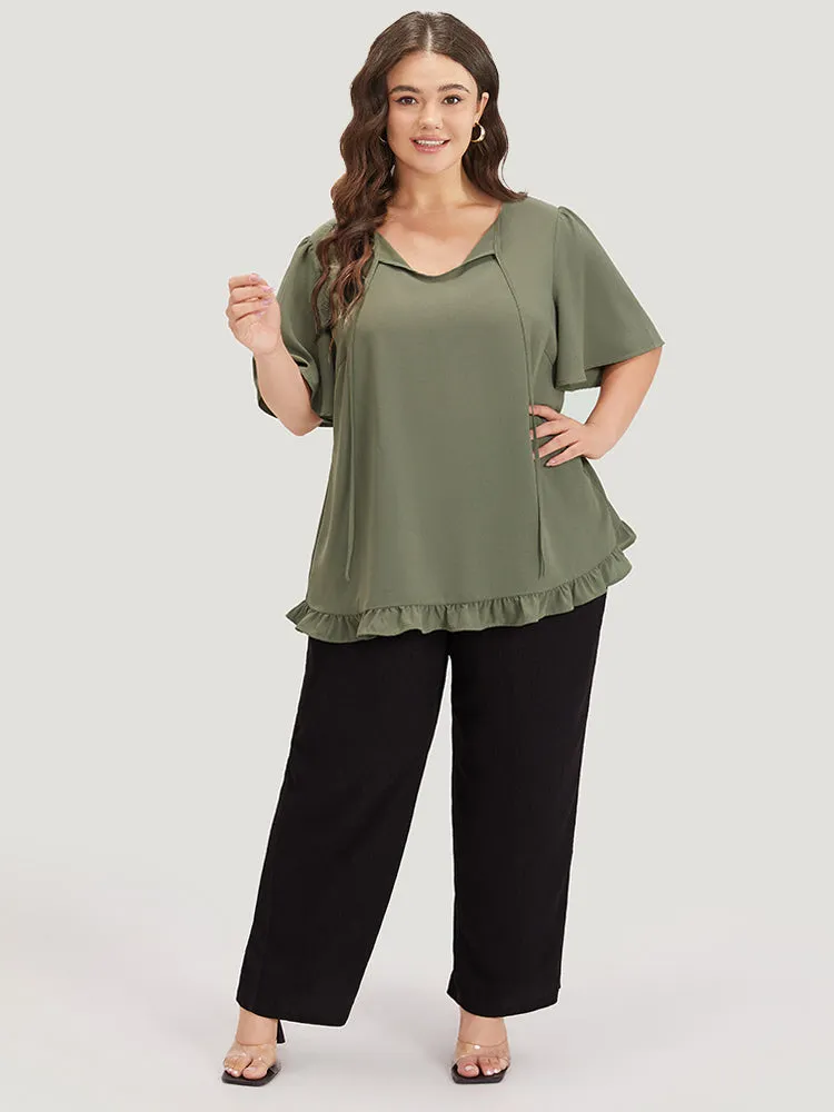 Plain Pocket Elastic Waist Woven Pants sold by Bloomchic product image thumbnail 2