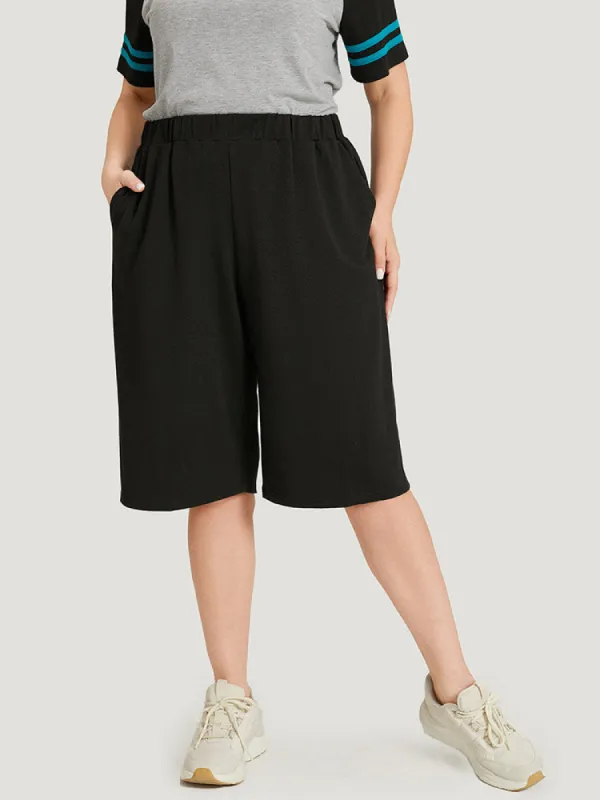 Plain Slant Pocket Elastic Waist Pants sold by Bloomchic
